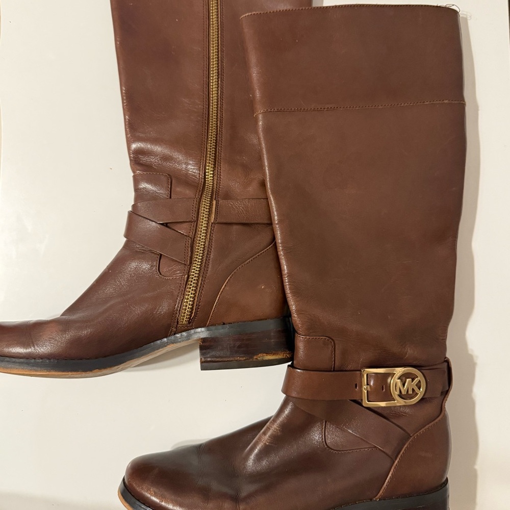 Michael Kors Chocolate Leather Heeled Boots